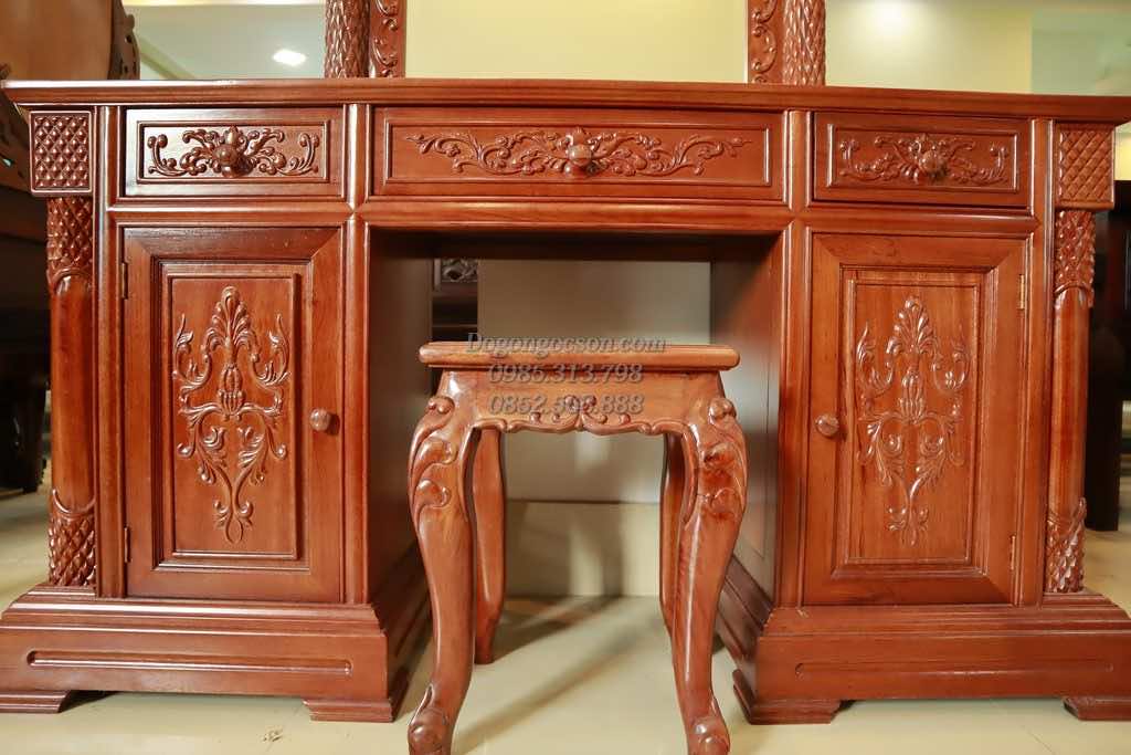 Bàn trang điểm Louis gõ đỏ BTD002
