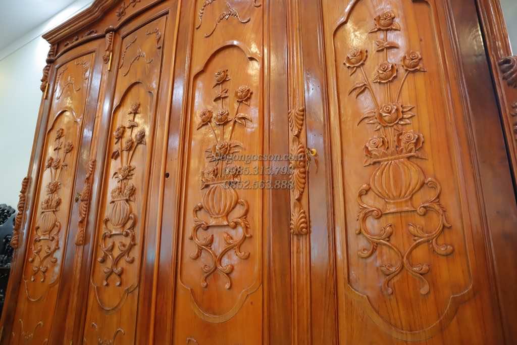 Chi tiết trên chiếc tủ quần áo TQA001