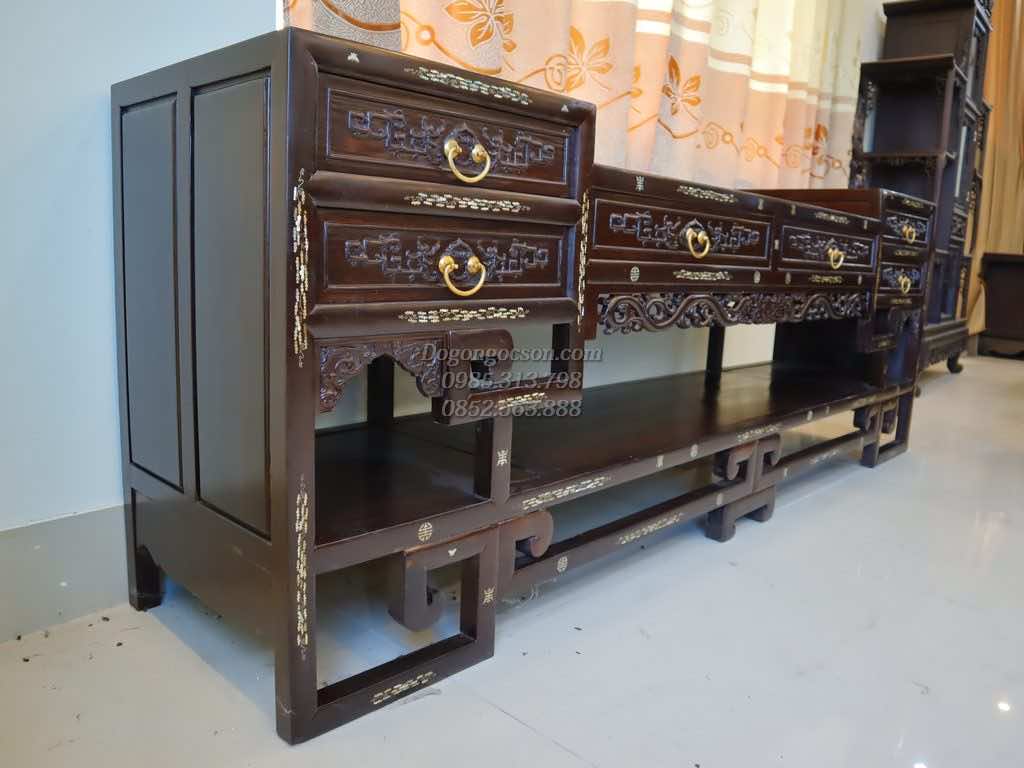Kệ tivi gỗ gụ KTV001