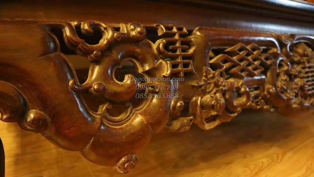 Sập gụ tủ chè gụ ta đục ngũ phúc