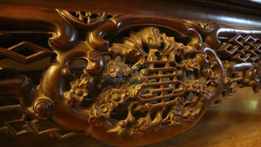 Sập gụ tủ chè gụ ta đục ngũ phúc