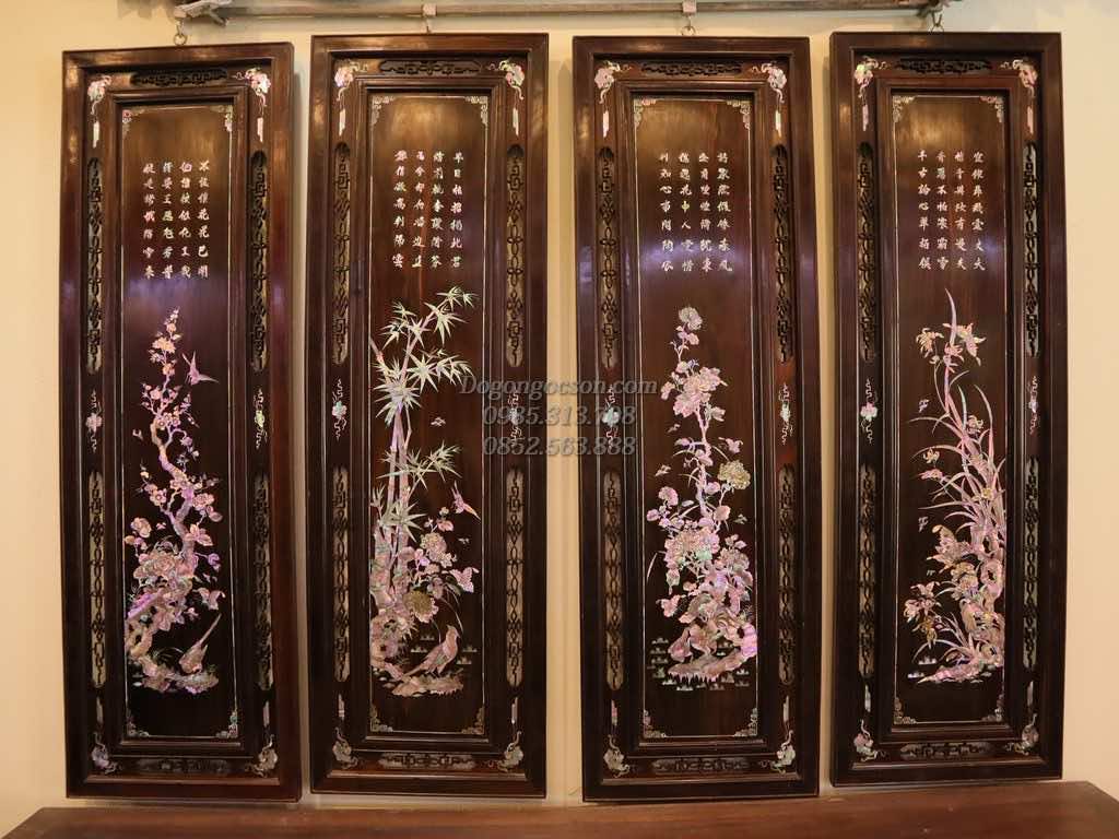 Mai lan cúc trúc gỗ gụ khảm ốc TQ008