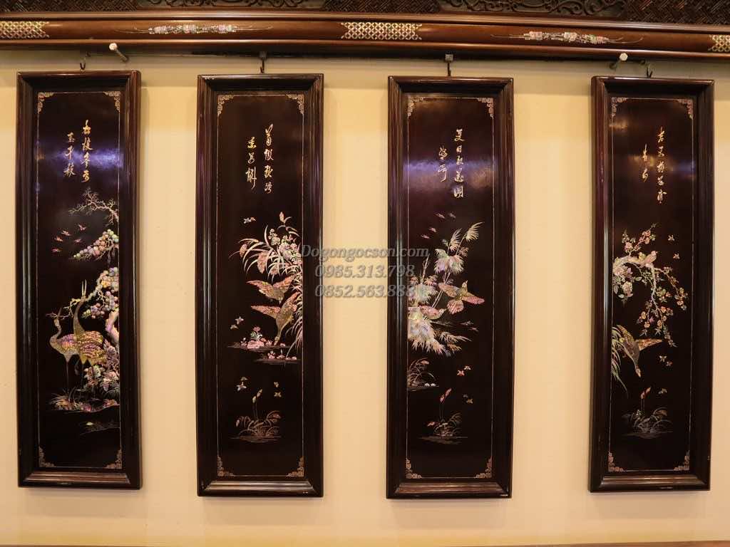Mai lan trúc tùng gỗ gụ khảm ốc TQ010