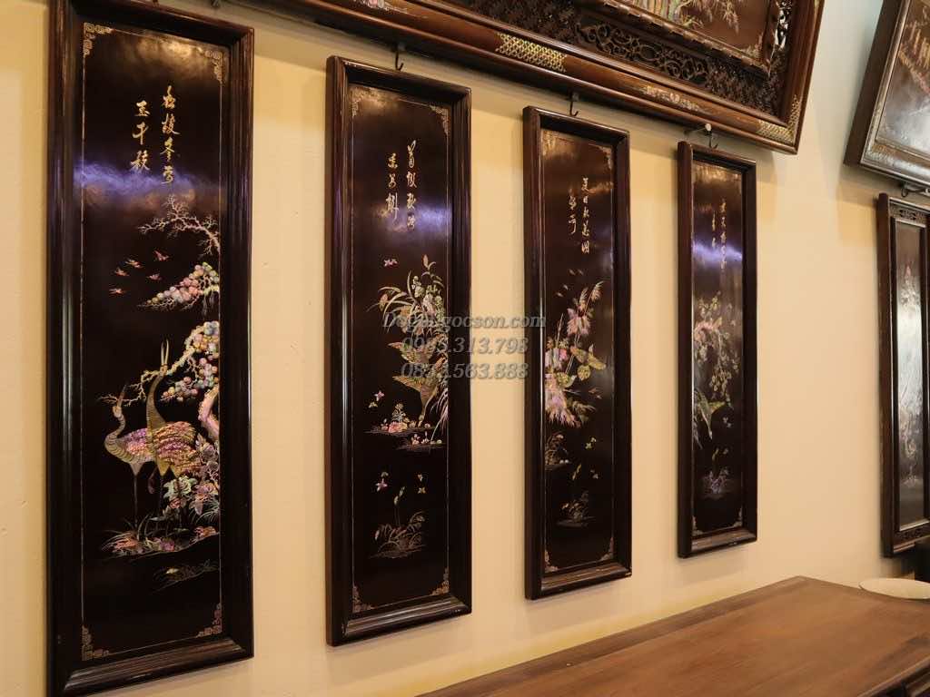 Mai lan trúc tùng gỗ gụ khảm ốc TQ010