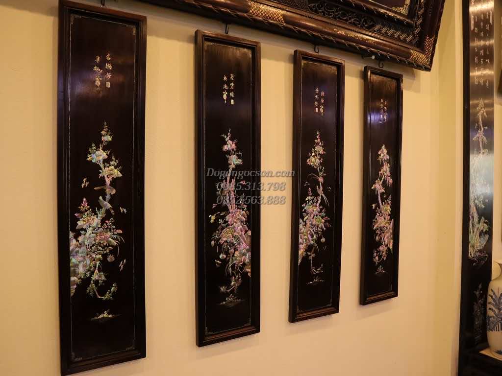 Tranh tùng cúc trúc mai khảm ốc TQ011