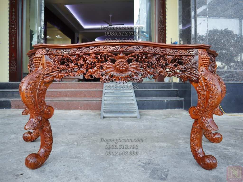 Bàn bán nguyệt dục Hoa Lá Tây BBD003