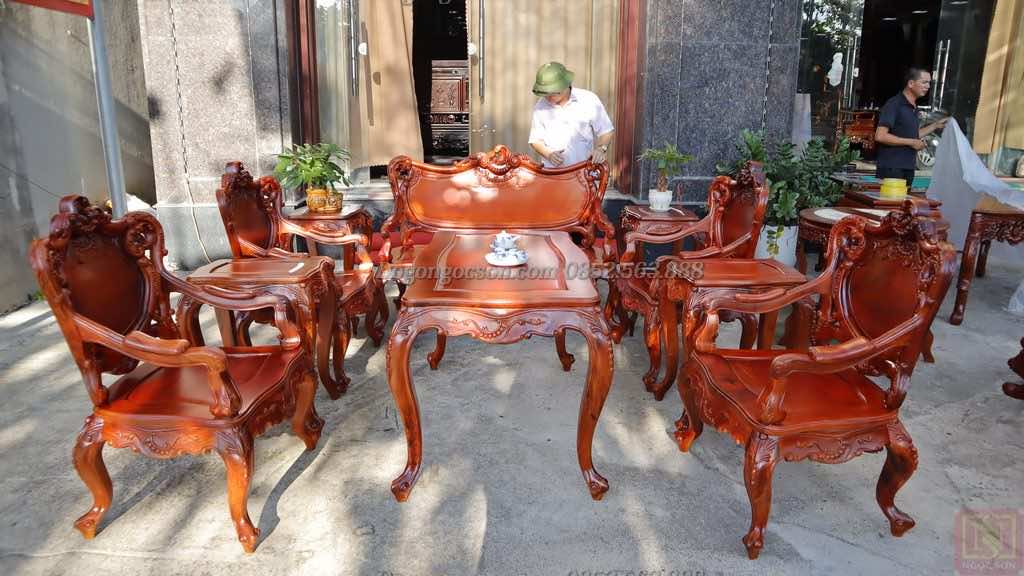 Bàn ghế hoàng gia gụ ta mẫu 2 Lou007