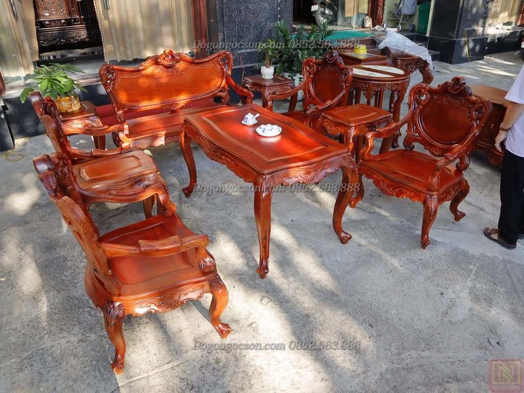 Bàn ghế hoàng gia gụ ta mẫu 2 Lou007