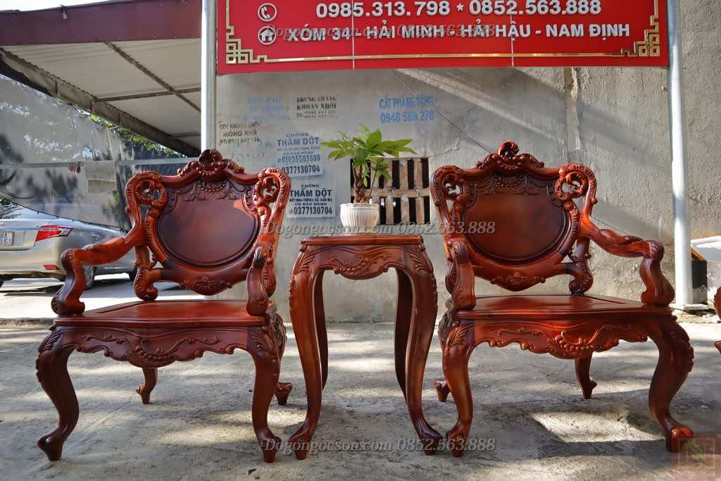 Bàn ghế hoàng gia gụ ta mẫu 2 Lou007