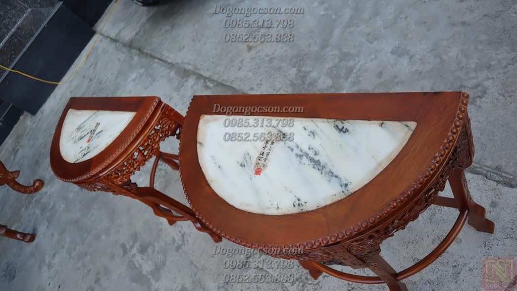 Đôn gỗ bán nguyệt mặt đá DON012