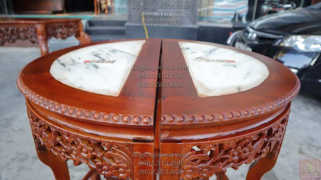 Đôn gỗ bán nguyệt mặt đá DON012