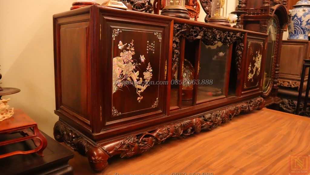 Sập gụ tủ chè ngũ phúc gụ ta SD008