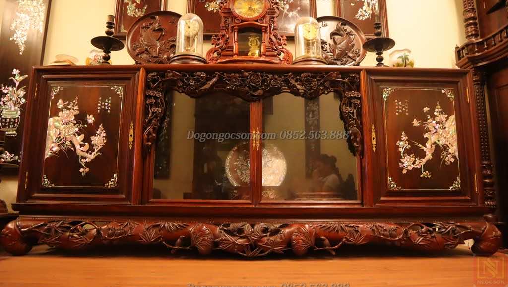 Sập gụ tủ chè ngũ phúc gụ ta SD008