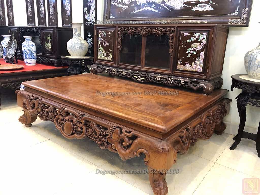 Sập gụ ta đục ngũ phúc SD0090